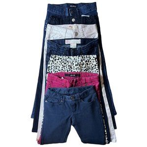 Girls Size 4/5/6 Mixed Brand/Style Adjustable Waist Jeans 7-piece Bundle